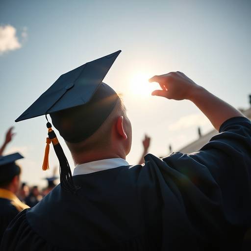A graduate throwing their cap in the air, celebrating their achievement.
