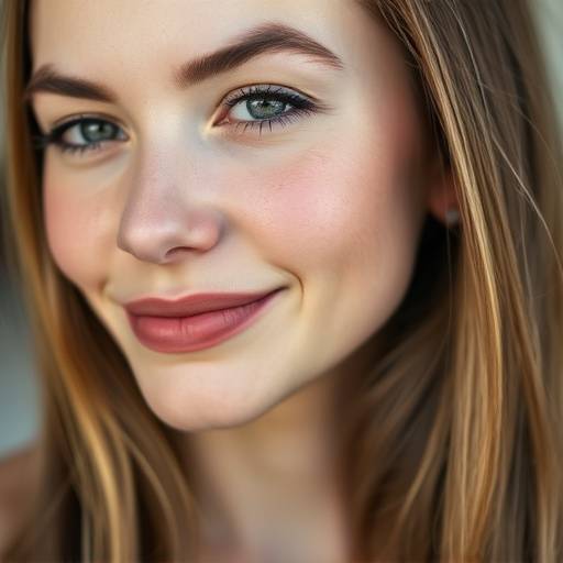 Close-up portrait of a young woman smiling gently.